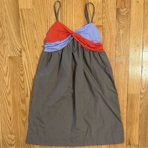 Anthropologie LILKA Color Block Slip Baby Doll Dress S pixie orange purple gray